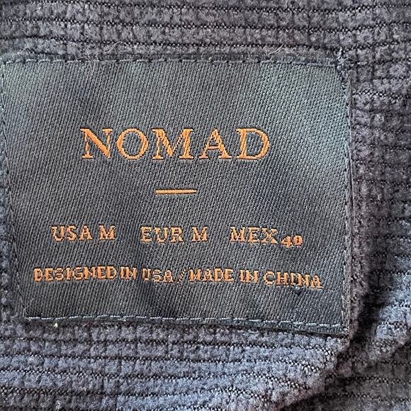 Nomad Orange Navy Plaid Flannel Button Up Waffle Knit Hood Mens MED Fall Casual - Picture 5 of 8